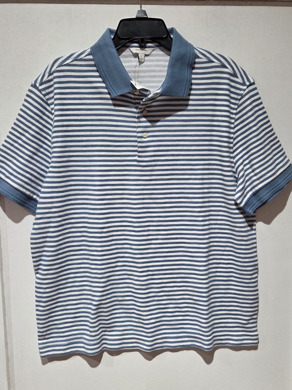 Banana Republic Blue and White Striped Polo
